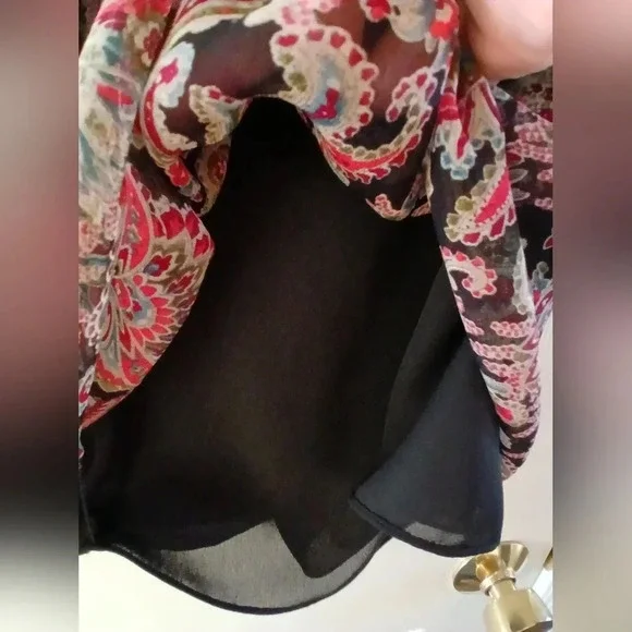 Charter Club silk flowy midi skirt paisley print jeweltones black red si… - Picture 6 of 10